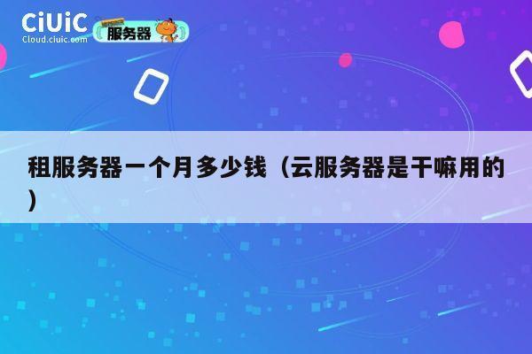 租服务器一个月多少钱（云服务器是干嘛用的）